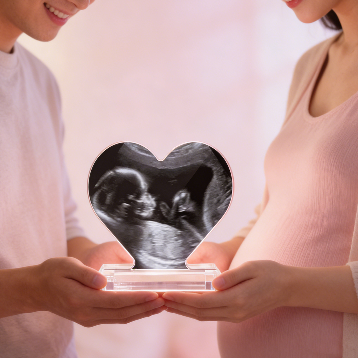 Custom Ultrasound Photo Heart Shaped Acrylic Plaque Gift for Expectant Mother