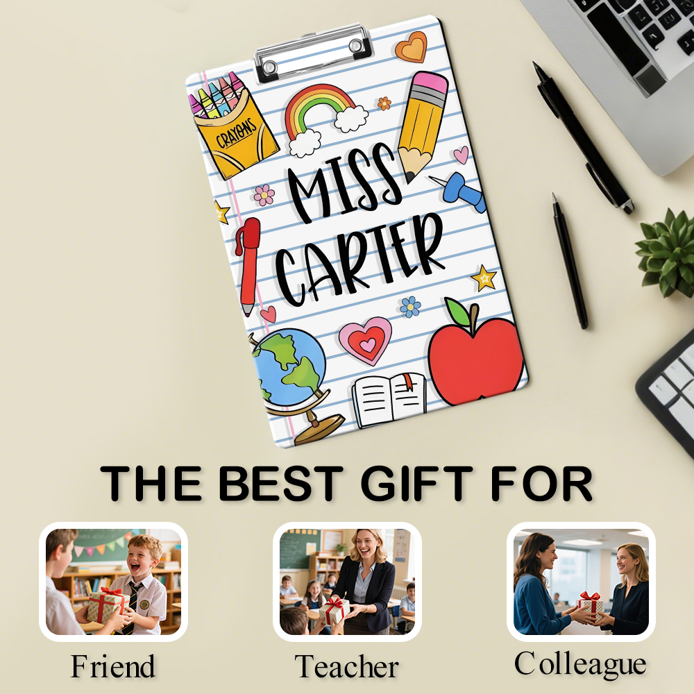 Custom Text Name Folder with Rainbow Stationery Design – Teacher's Day & Back to School Gift