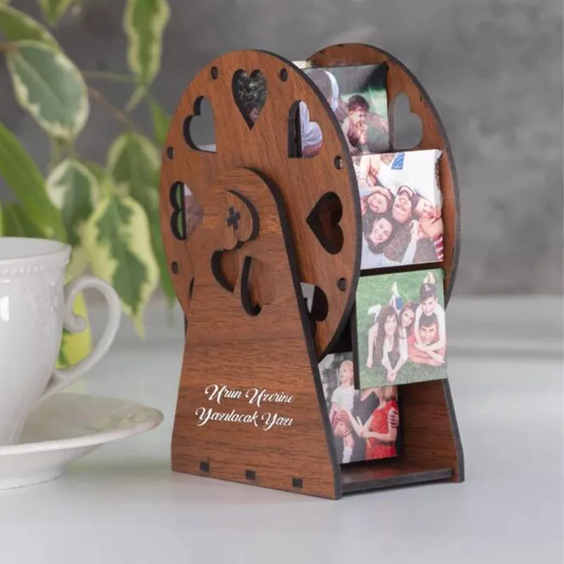 Custom Photo Ferris Wheel Gift – Laser Engraved Wooden Message