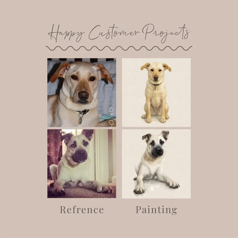 Custom Watercolor Dog Portrait Hand Drawn Dog Lovers Gift Personalized Dog Painting Dog Memorial Gift