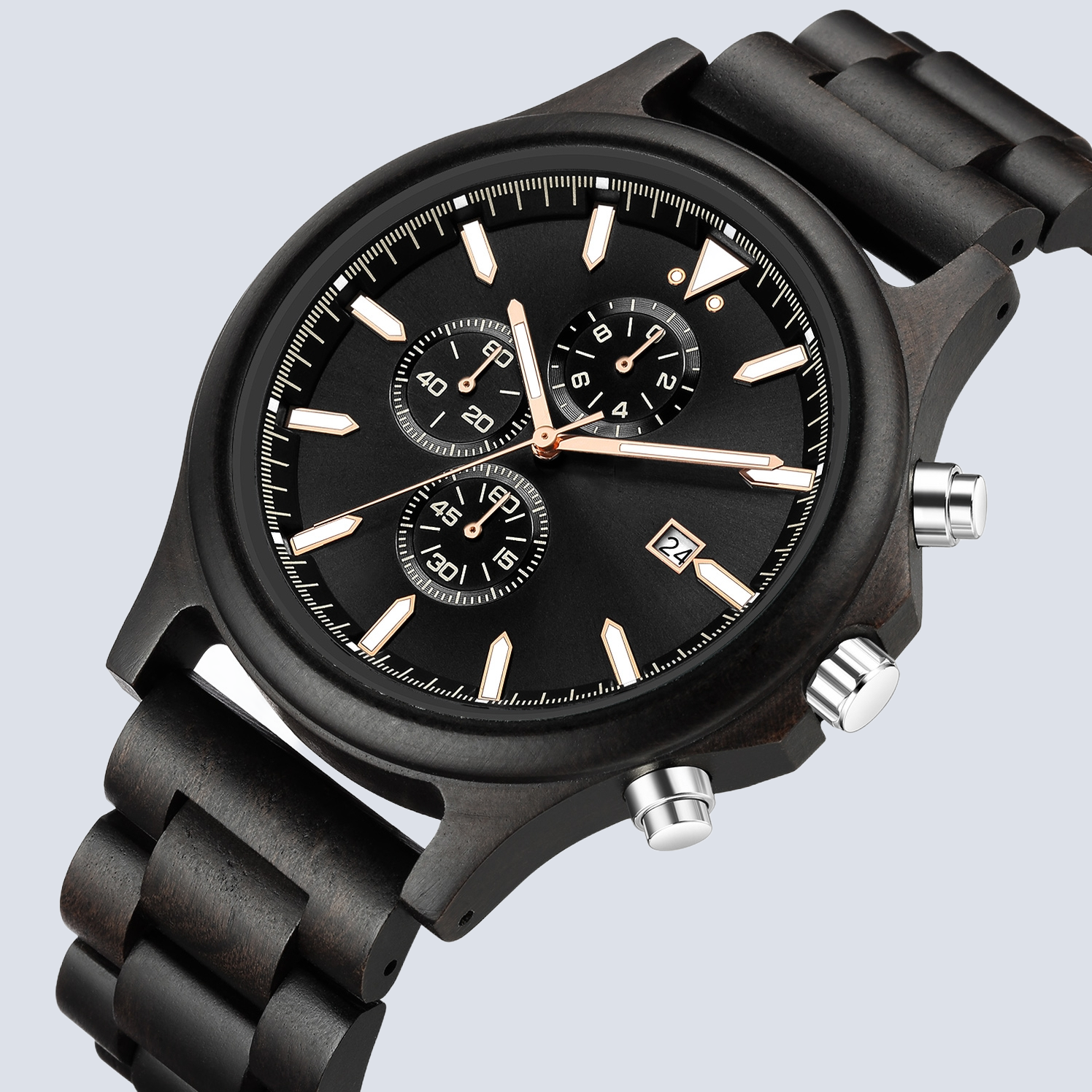 Fanvi Personalized Engraved Ebony Mens Wooden Watch, Custom Anniversary Gift for Him