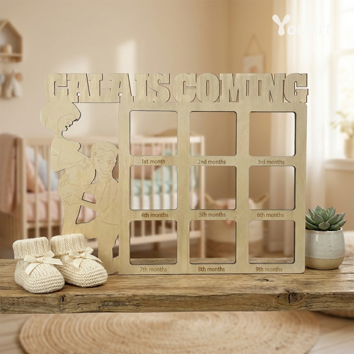 Personalized Pregnancy Photo Journal Plaque Custom Baby Due Date Calendar Sign Gift for Expecting Mom