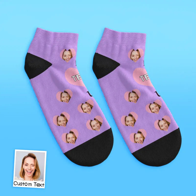Custom Face Low Cut Ankle Socks – A Heartfelt "I Love U Mom" Gift for Every Occasion