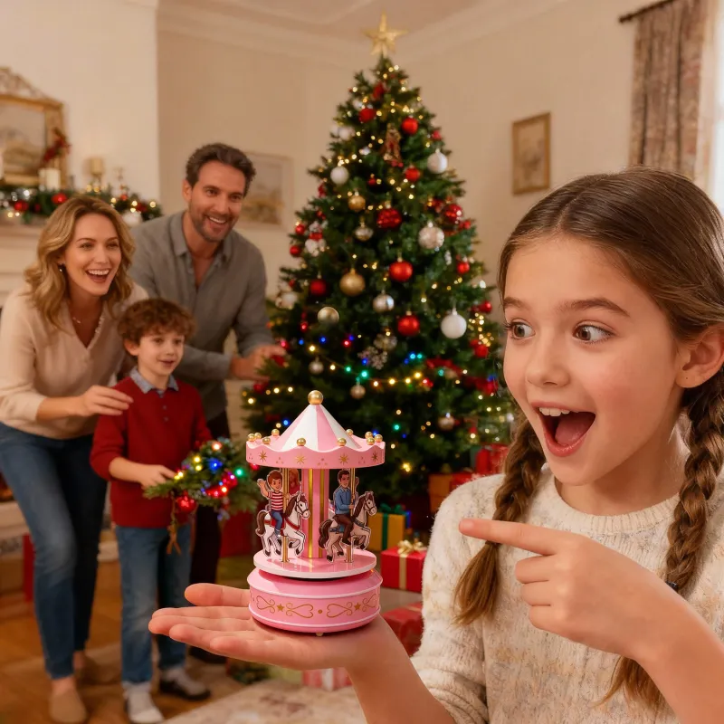 Custom Portrait Acrylic Carousel Music Box Ornament Family Member Desktop Decoration Gift For Family