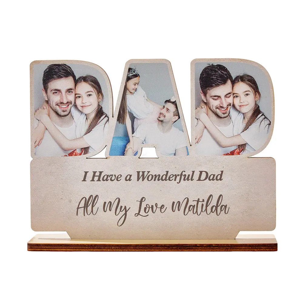 Custom Photo Wooden Plaque for Dad, Personalized Father's Day Gift