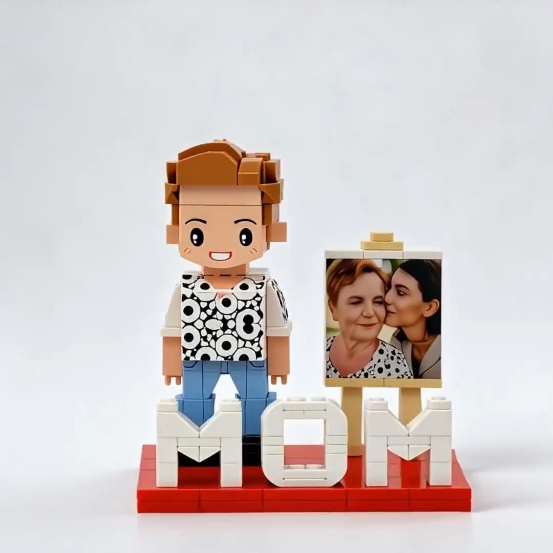 Full Body Custom MOM 1 Person Cute Brick Figure with Photo Mother's Day Gift