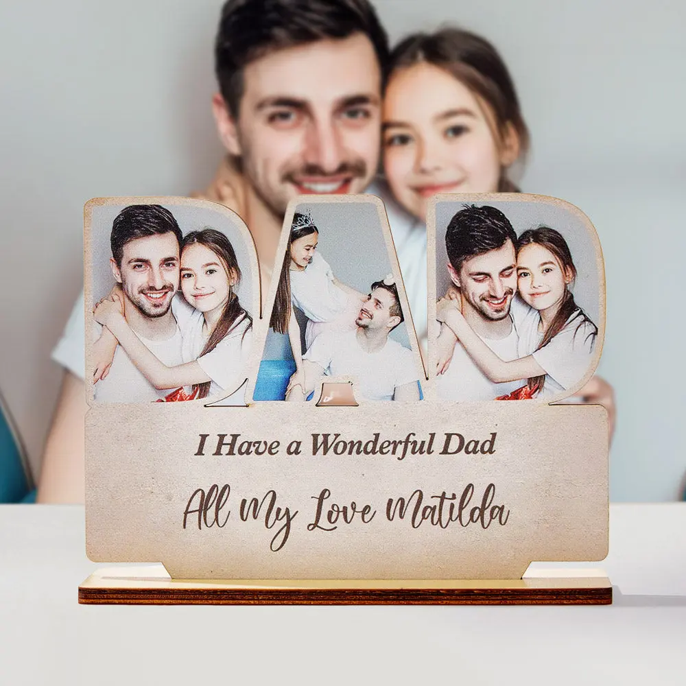 Custom Photo Wooden Plaque for Dad, Personalized Father's Day Gift