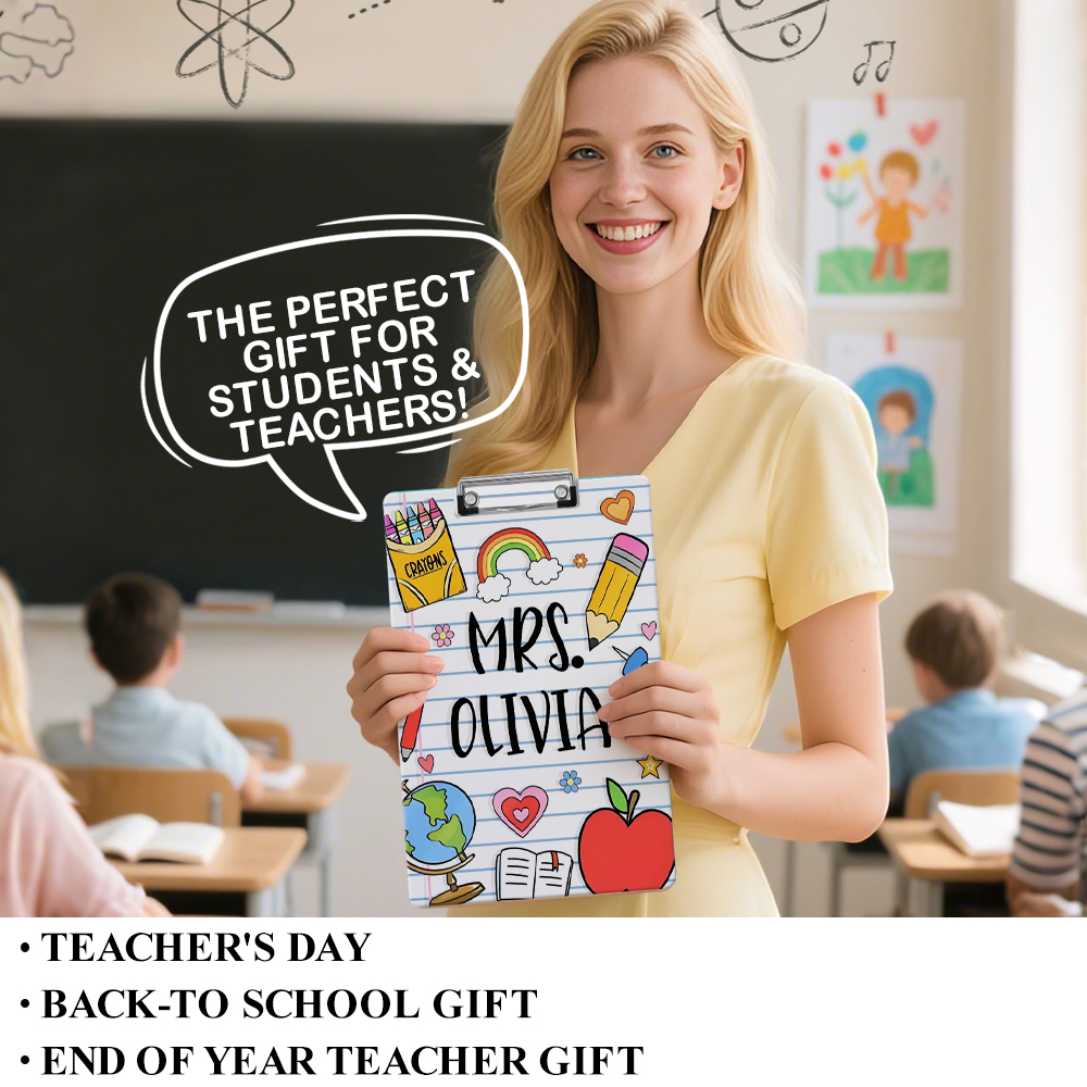 Custom Text Name Folder with Rainbow Stationery Design – Teacher's Day & Back to School Gift