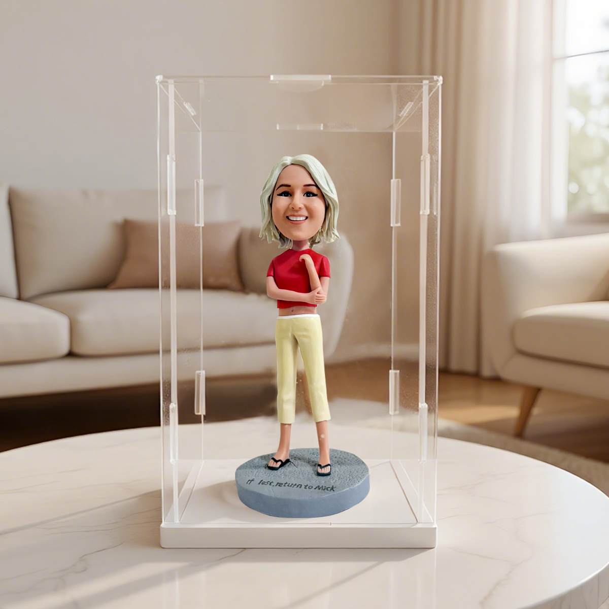 Acrylic Display Case Dustproof Bobblehead Box Desktop Stand