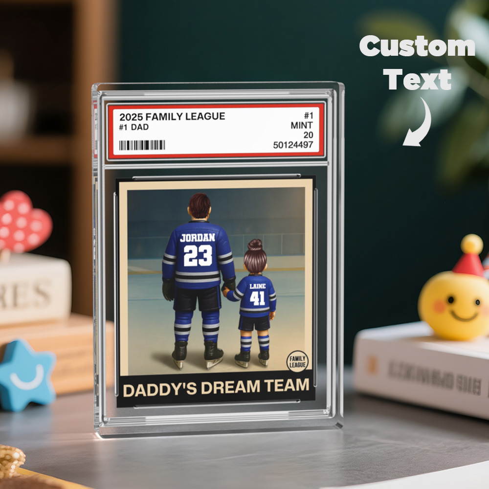 Dad Hockey Trading Card Plaque Personalized Acrylic Gift for Dad
