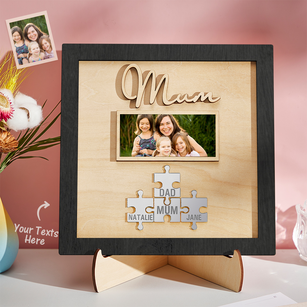 Custom Photo Engraved Ornament Mother's Day Puzzle Wooden Commemorate Gifts