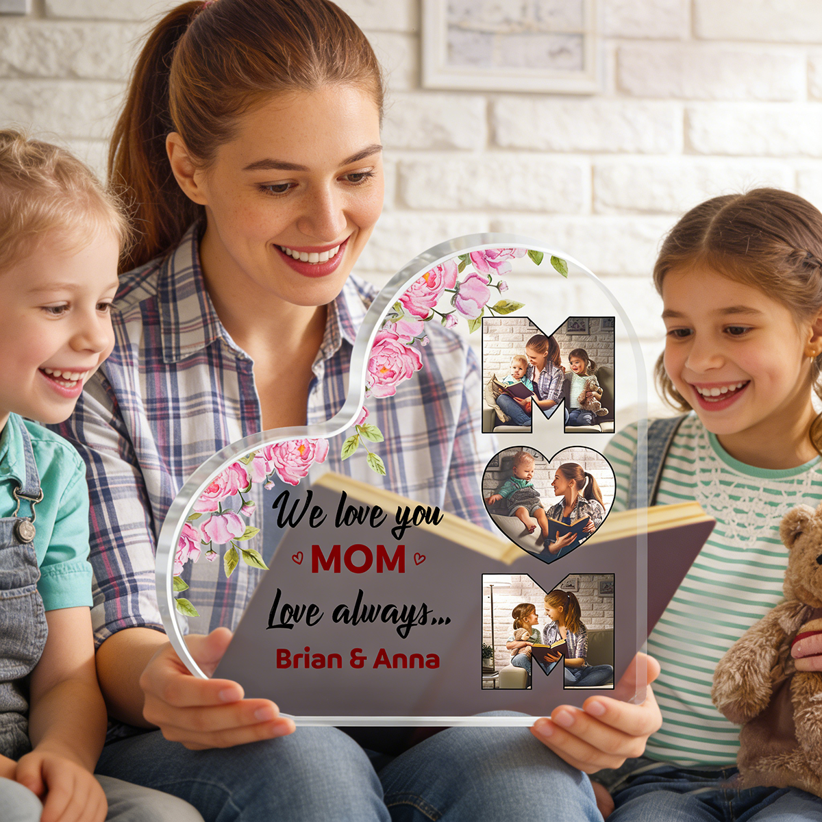 Custom Photo Acrylic Heart Flower Mother's Day Gift Personalized Acrylic Hearts for Mom