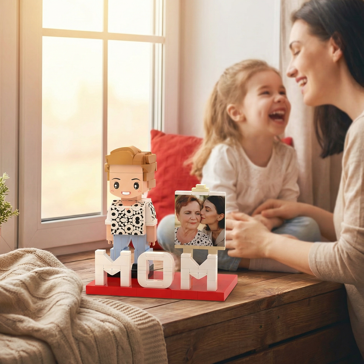 Full Body Custom MOM 1 Person Cute Brick Figure with Photo Mother's Day Gift
