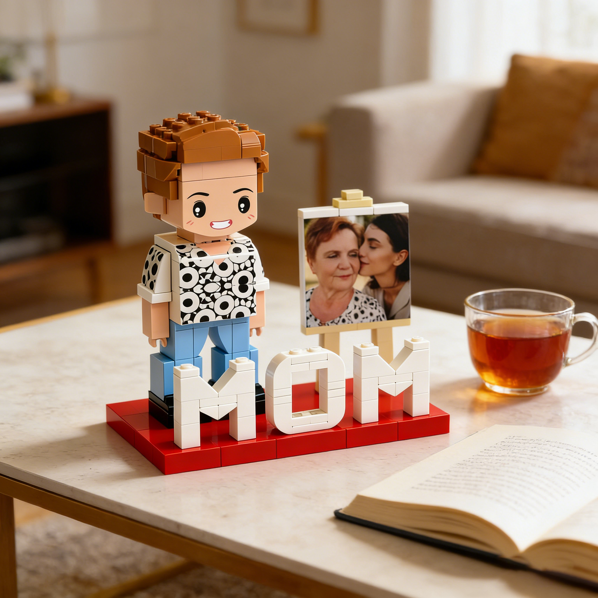 Full Body Custom MOM 1 Person Cute Brick Figure with Photo Mother's Day Gift