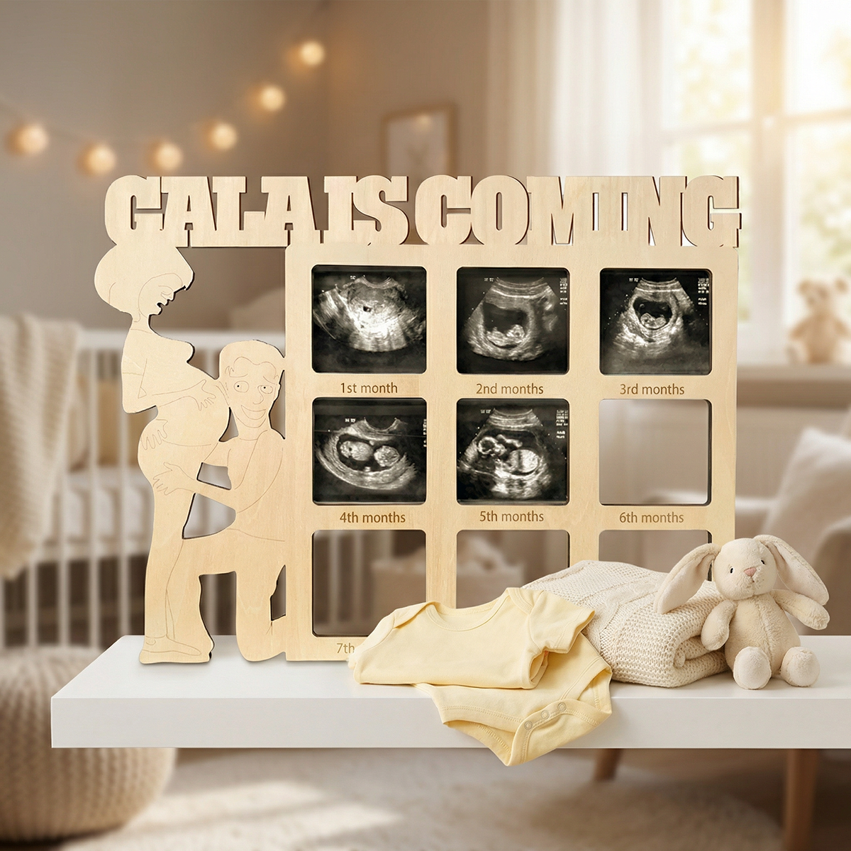 Personalized Pregnancy Photo Journal Plaque Custom Baby Due Date Calendar Sign Gift for Expecting Mom