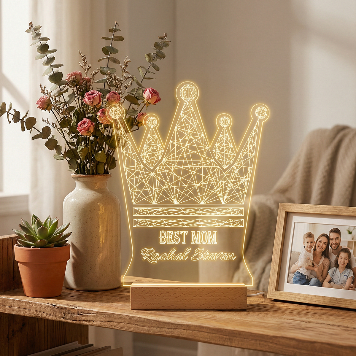 Queen Crown Personalised Night Light Best Mom Gift Mothers Day Gift Crown Led Lights