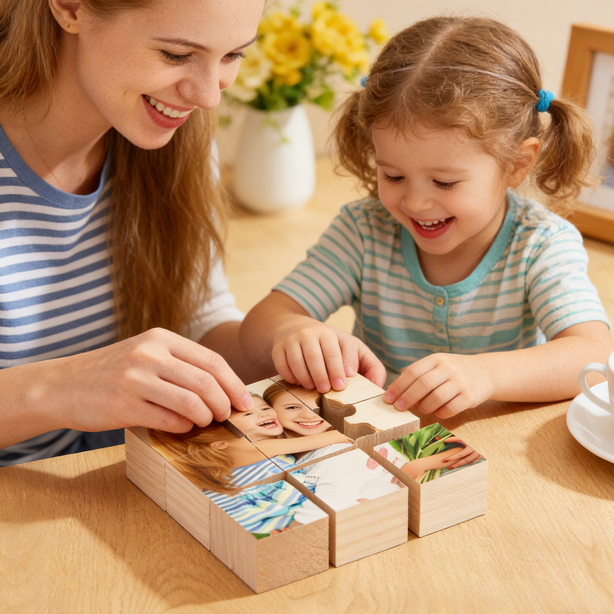 Custom Photo Wooden Block Puzzle Personalized Puzzle Block Decor Gift For Mom