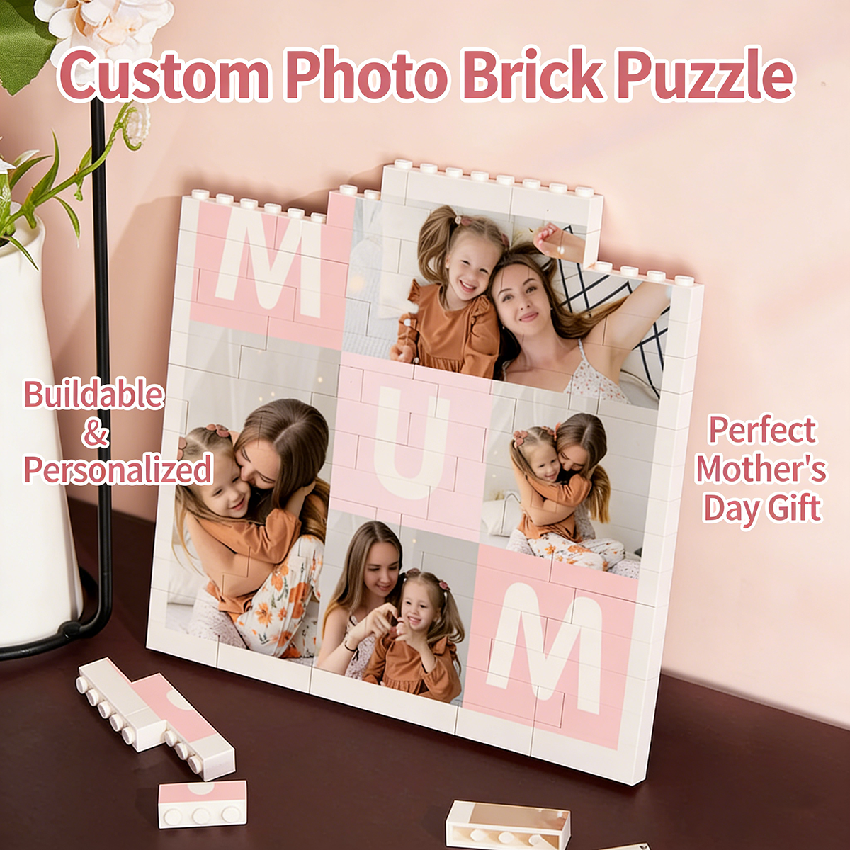Custom Building Block Puzzle Square Photo Brick Mother's Day Gift for Mum