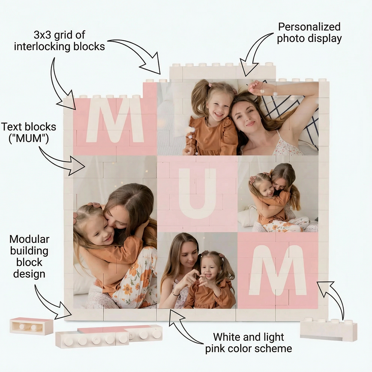 Custom Building Block Puzzle Square Photo Brick Mother's Day Gift for Mum
