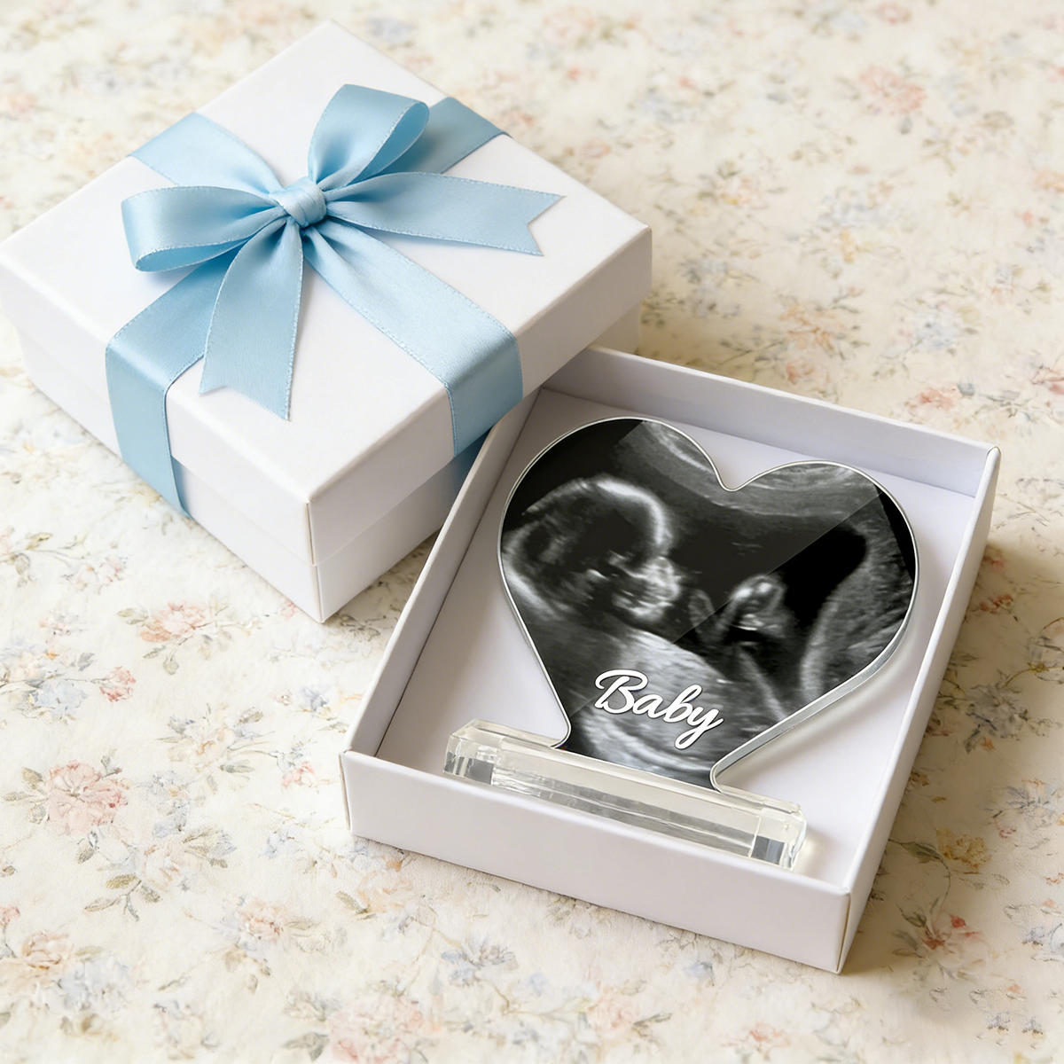 Custom Ultrasound Photo Heart Shaped Acrylic Plaque Gift for Expectant Mother