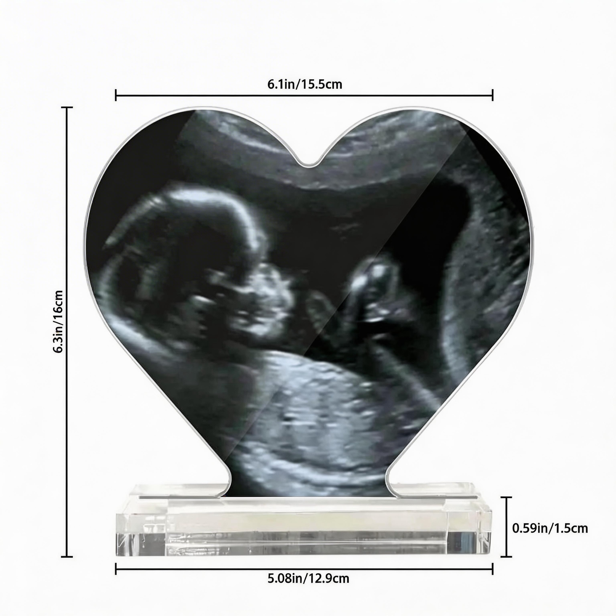 Custom Ultrasound Photo Heart Shaped Acrylic Plaque Gift for Expectant Mother