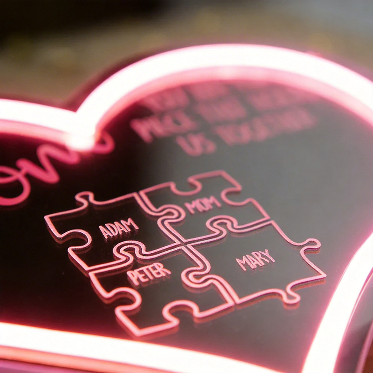 Personalized Puzzle Piece Neon Mirror Light for Mom