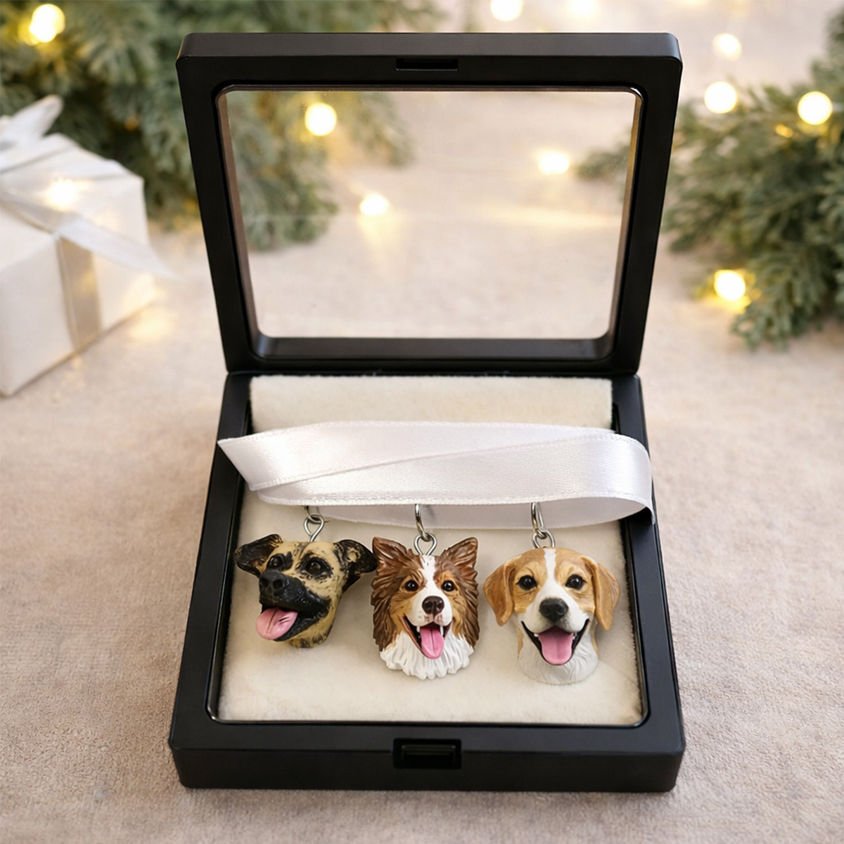 Custom Dog Face Keychain – Personalized Pet Portrait Keyring Gift for Dog Lovers