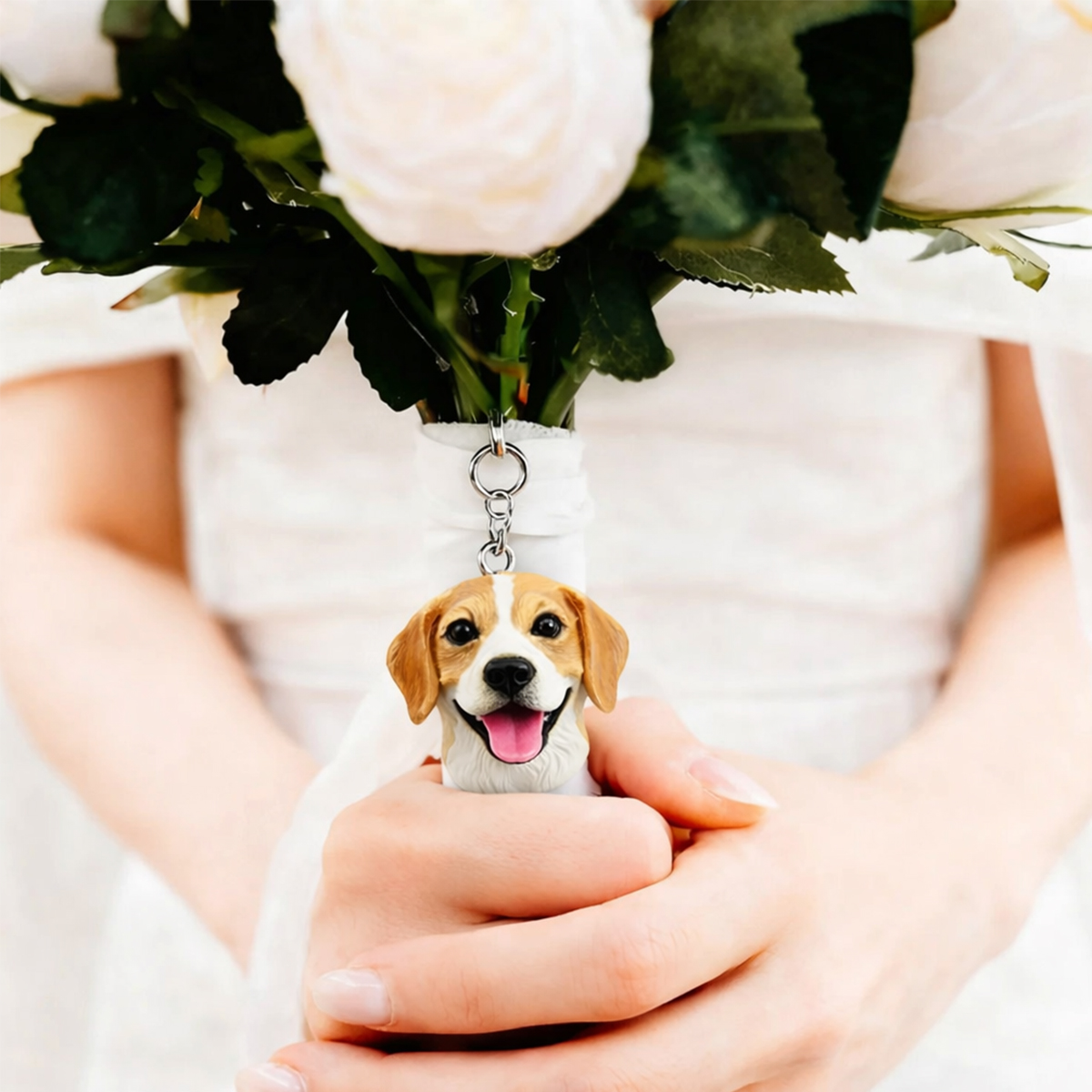 Custom Dog Face Keychain – Personalized Pet Portrait Keyring Gift for Dog Lovers
