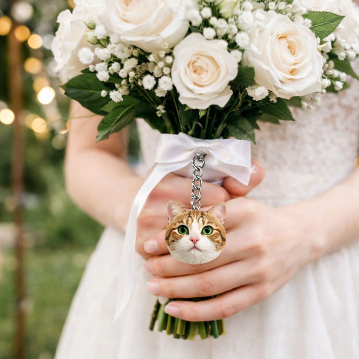 Custom Cat Face Keychain – Personalized Pet Portrait Keyring Gift for Cat Lovers