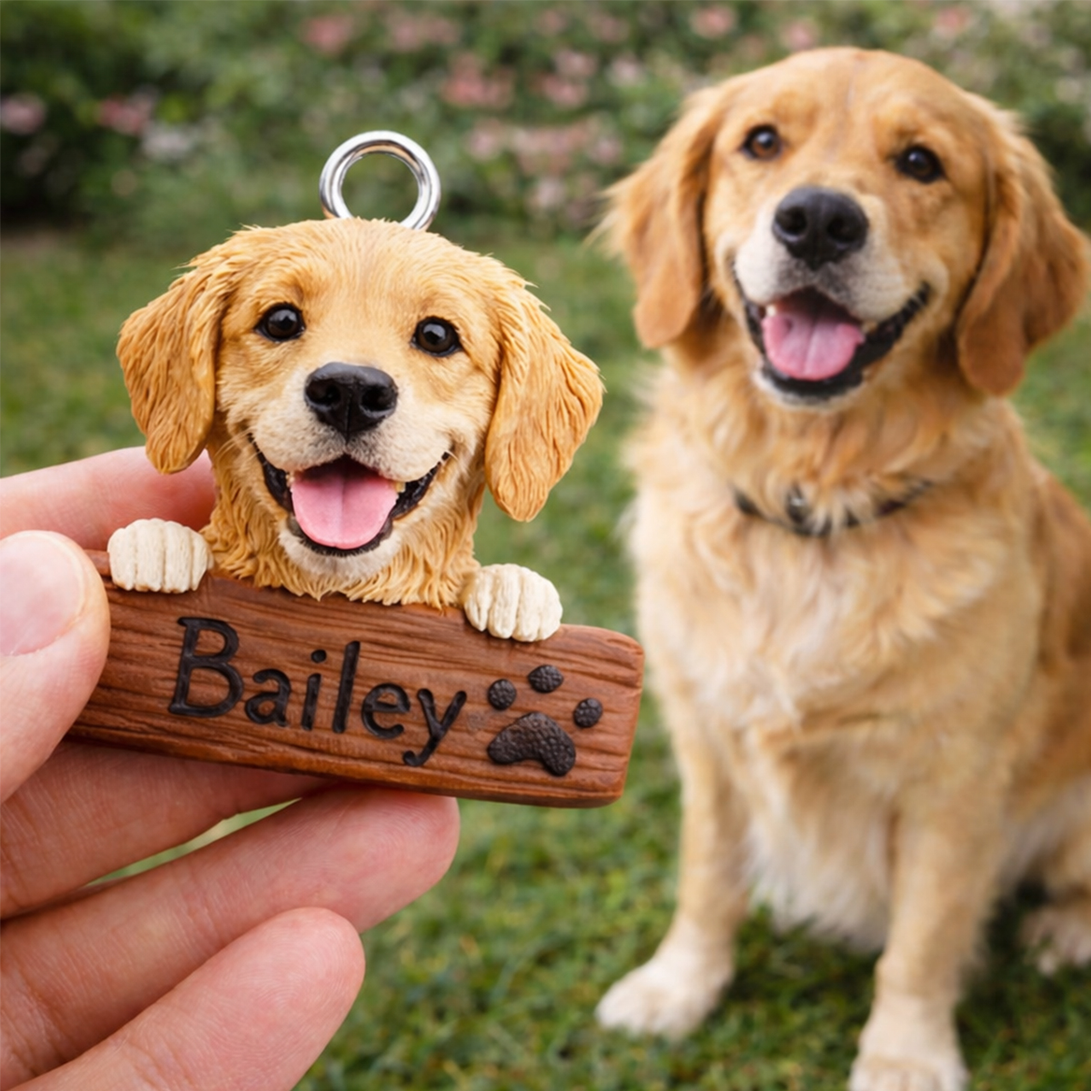 Personalized Dog Keychain with Name – Custom Pet Face Keyring, Cute Dog Lover Gift