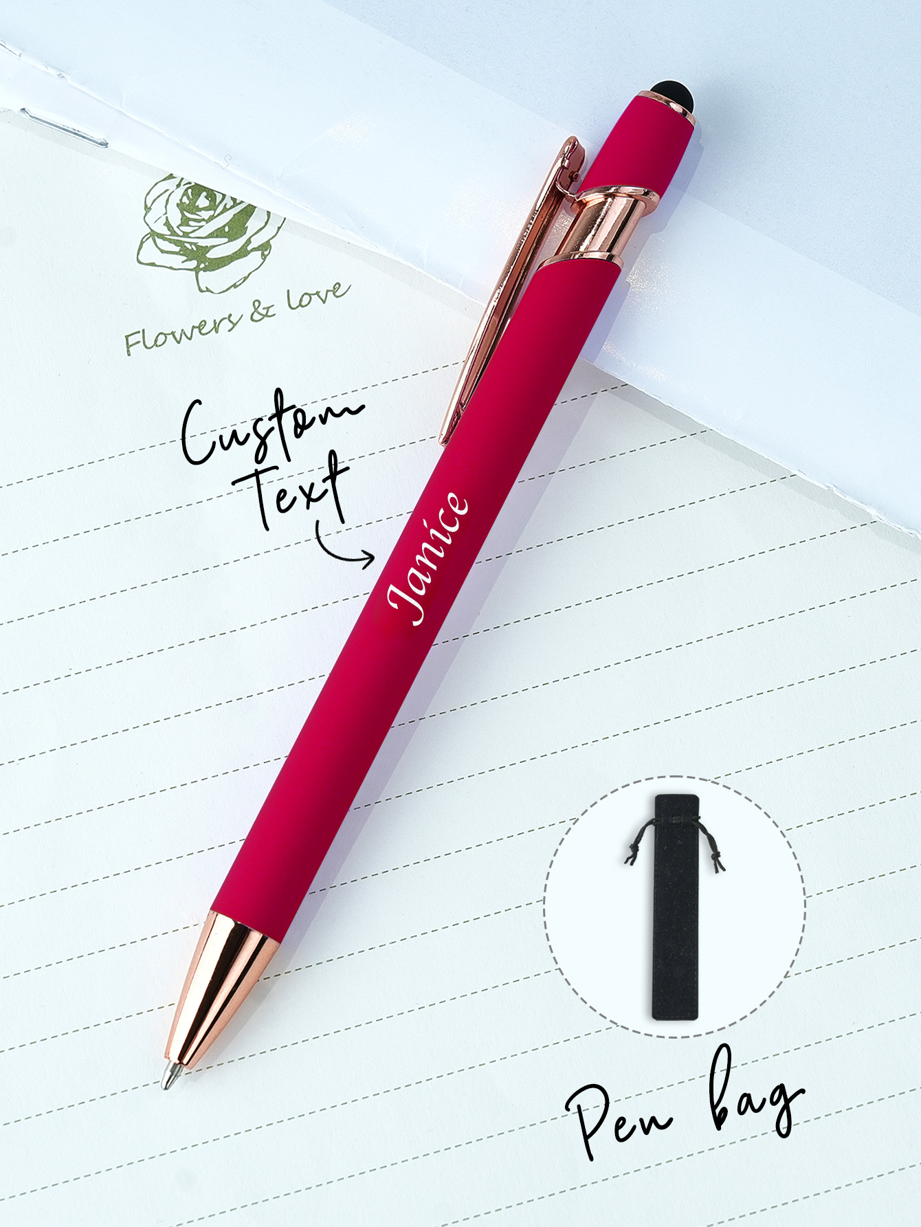 Custom Name Multifunction Ballpoint Pen with Drawstring Pouch Back to School Gift Birthday Gift Teacher’s Day Gift