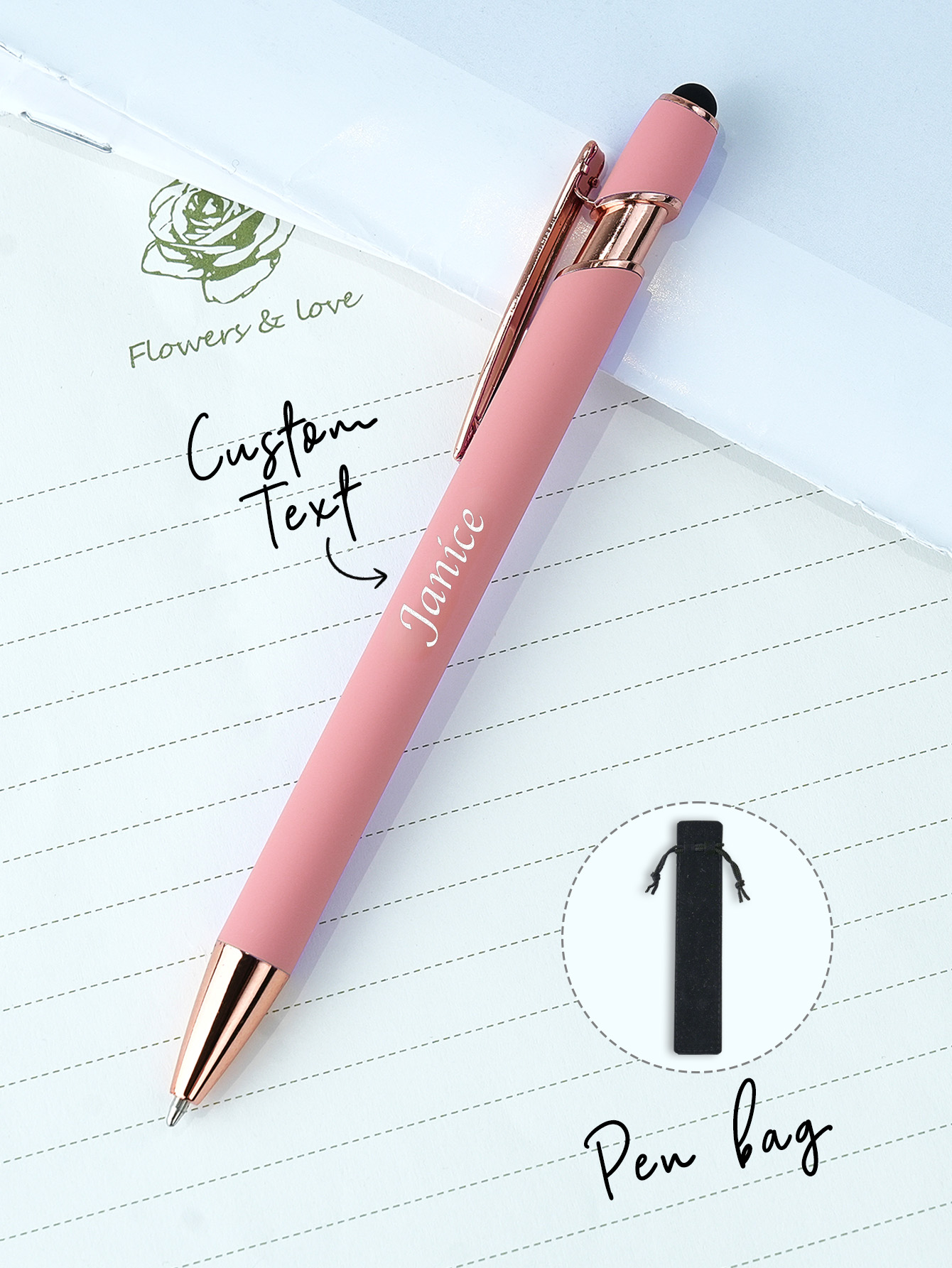 Custom Name Multifunction Ballpoint Pen with Drawstring Pouch Back to School Gift Birthday Gift Teacher’s Day Gift