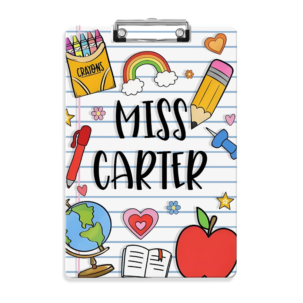 Custom Text Name Folder with Rainbow Stationery Design – Teacher's Day & Back to School Gift