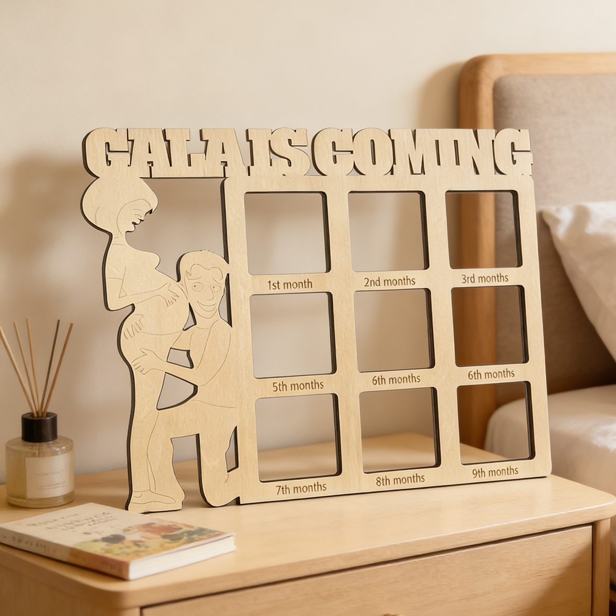 Personalized Pregnancy Photo Journal Plaque Custom Baby Due Date Calendar Sign Gift for Expecting Mom