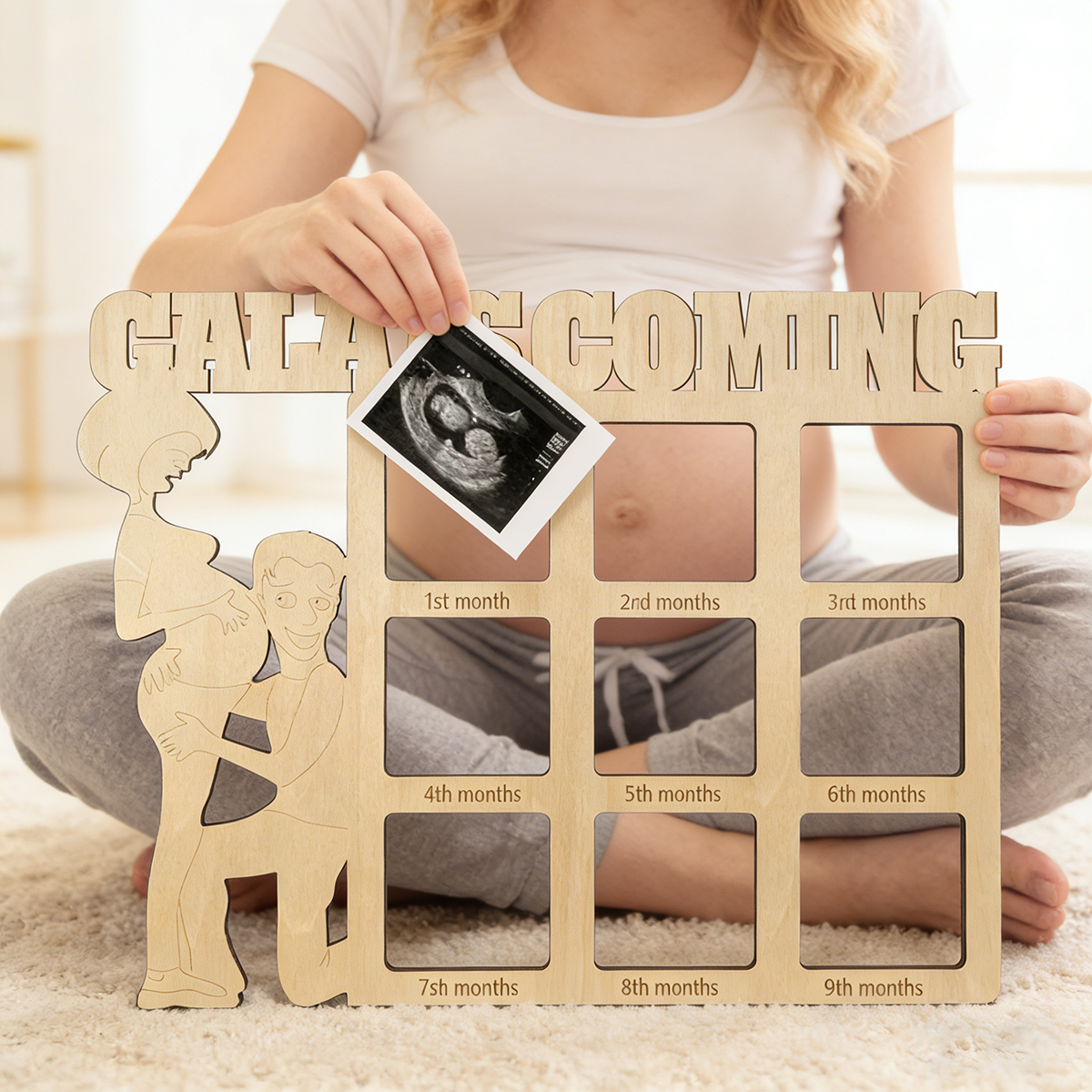 Personalized Pregnancy Photo Journal Plaque Custom Baby Due Date Calendar Sign Gift for Expecting Mom