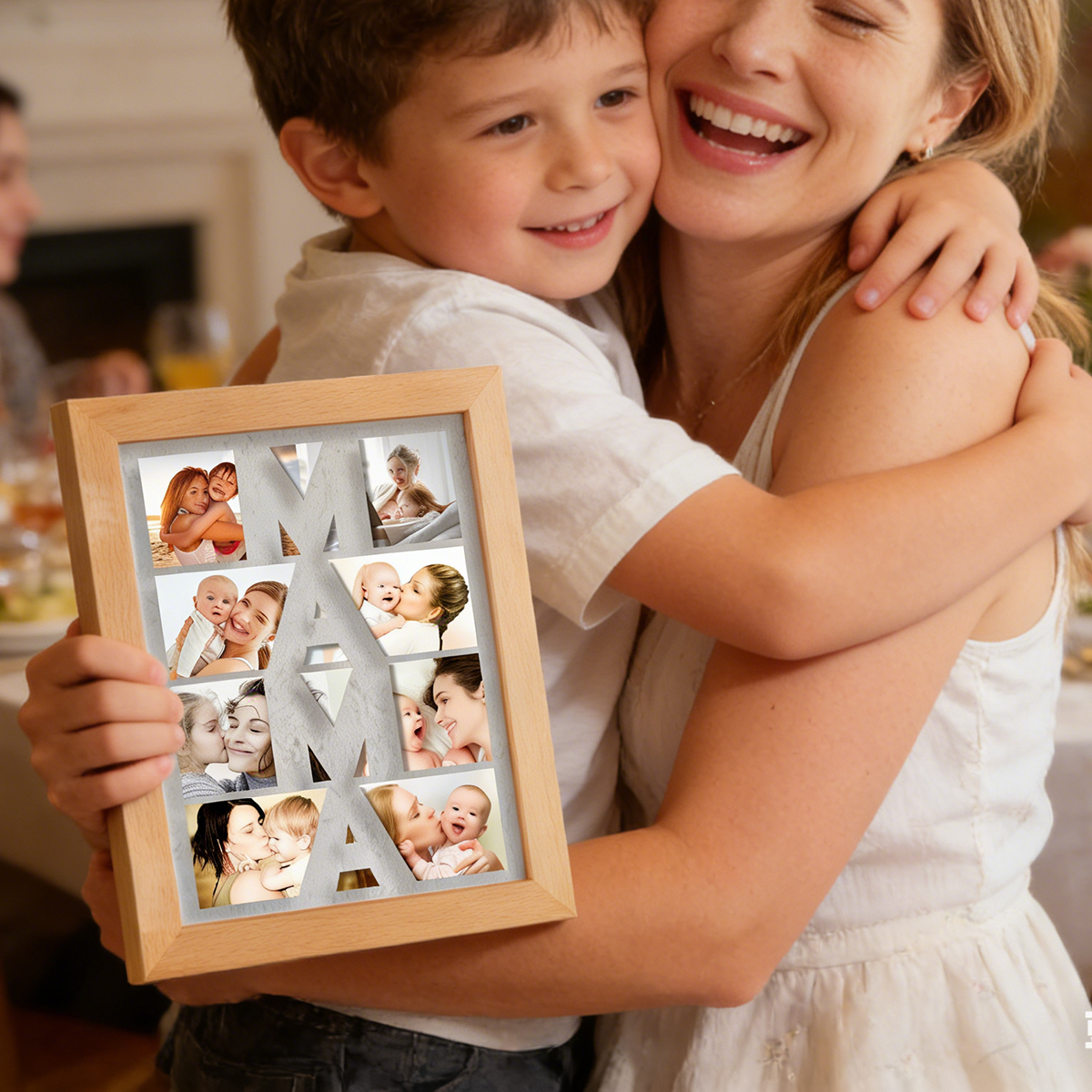 Custom Photo Night Light Wooden Frame Night Light Gift for Mom