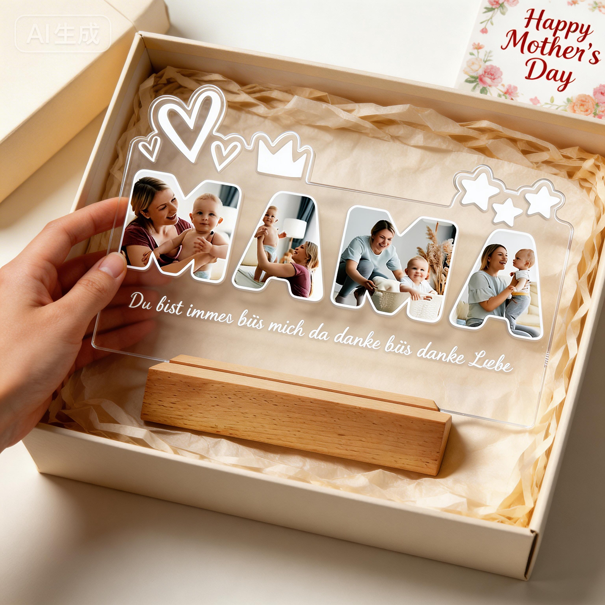 Custom Photo Night Light Personalized Mama Lamp Gifts for Mother's Day