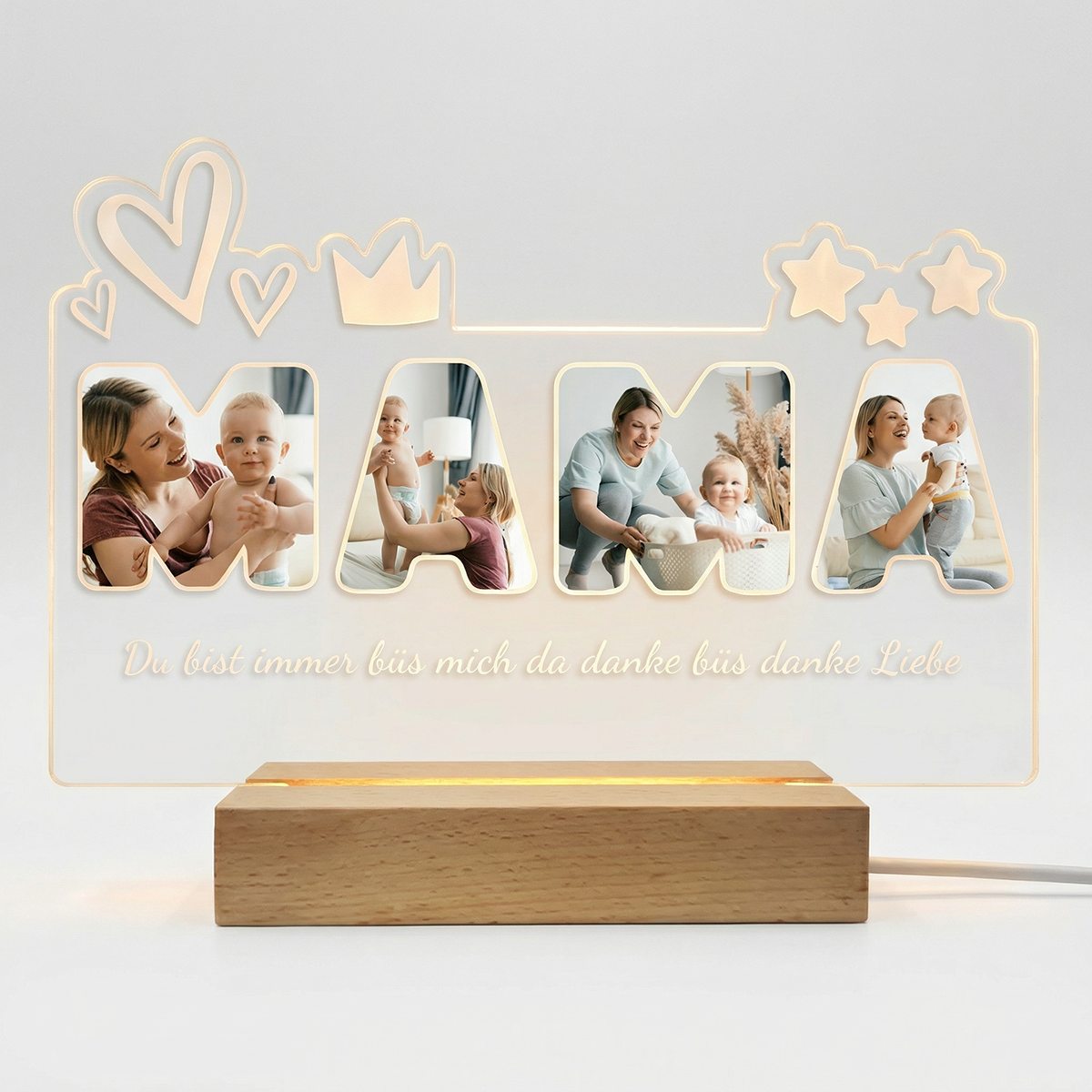 Custom Photo Night Light Personalized Mama Lamp Gifts for Mother's Day