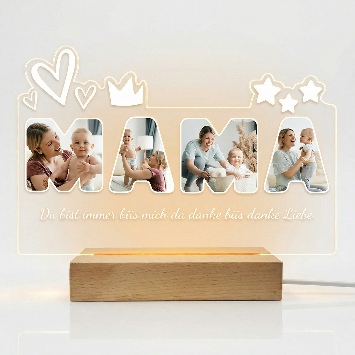 Custom Photo Night Light Personalized Mama Lamp Gifts for Mother's Day