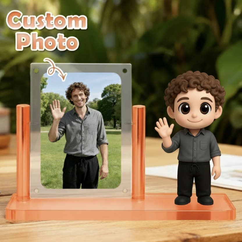Custom 1 Person 3D Mini Figure with Colorful Base and Photo Personalized Toy Figure Birthday Gift (Production Time: 10-15 Business Days)