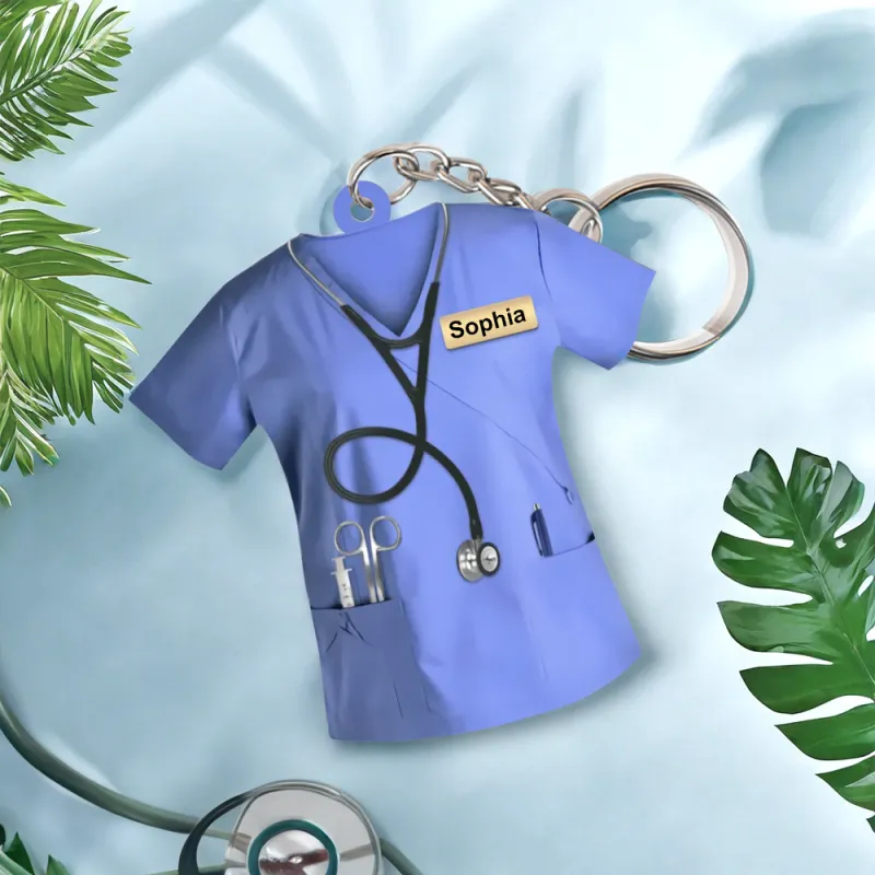 Custom Nurse Uniform Keychain Acrylic Keychain With Text Unique Gift For Nurse