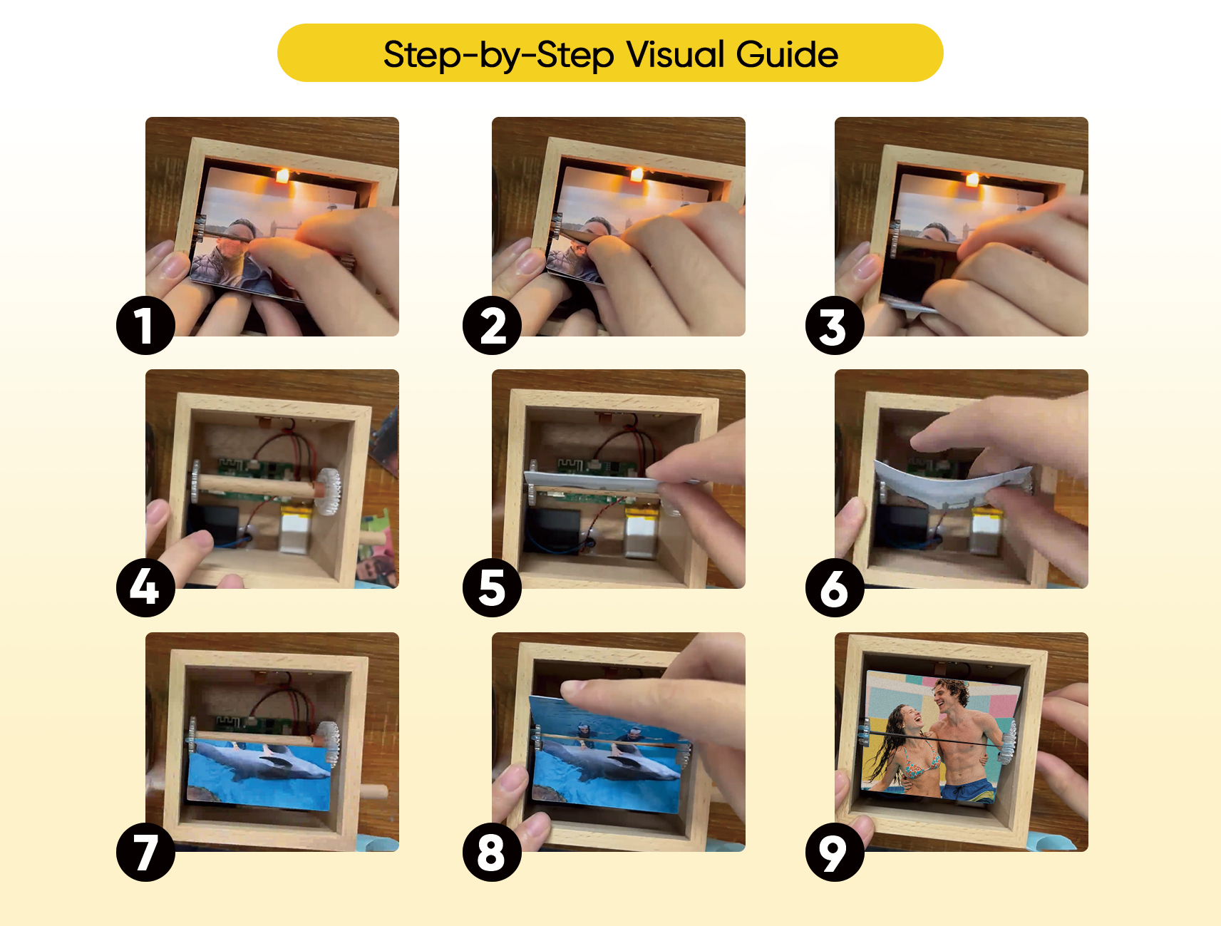 Custom Photo Flipbook Frame Animation Machine Hand-cranked Detachable Photos Flipbook Box Photo Album with Light Anniversary Gifts