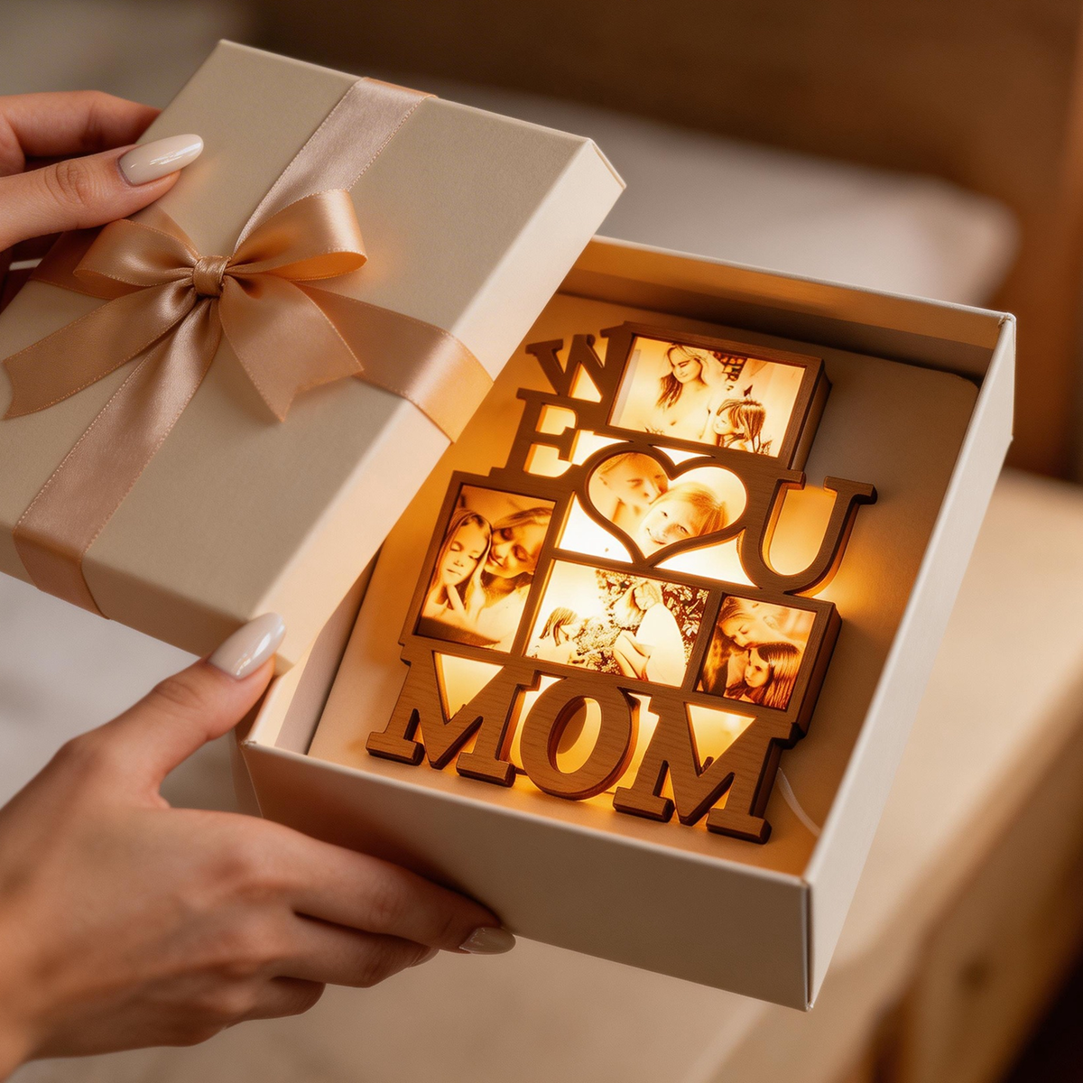 Custom Photo Night Light We Love You Creative Gifts for Mom
