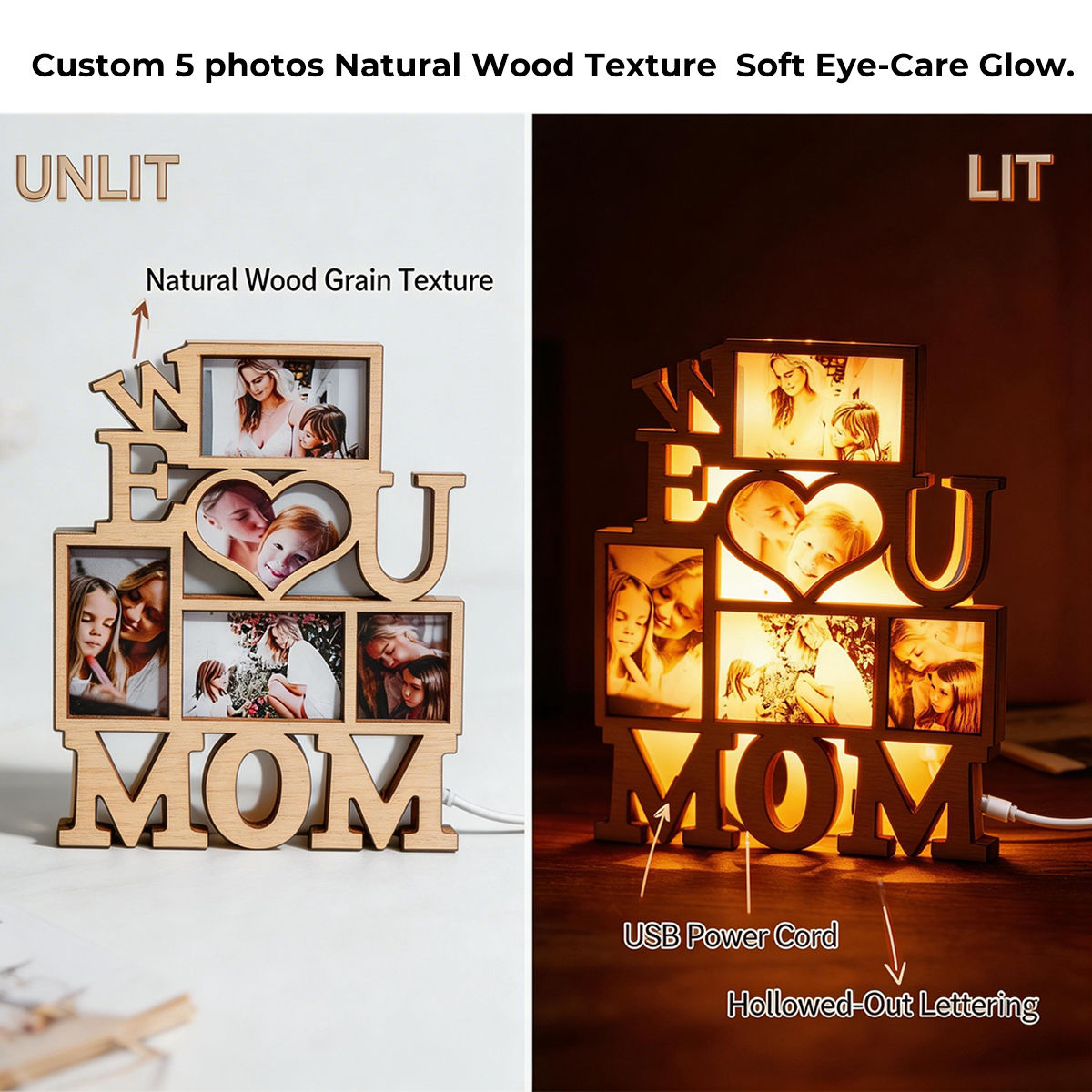 Custom Photo Night Light We Love You Creative Gifts for Mom