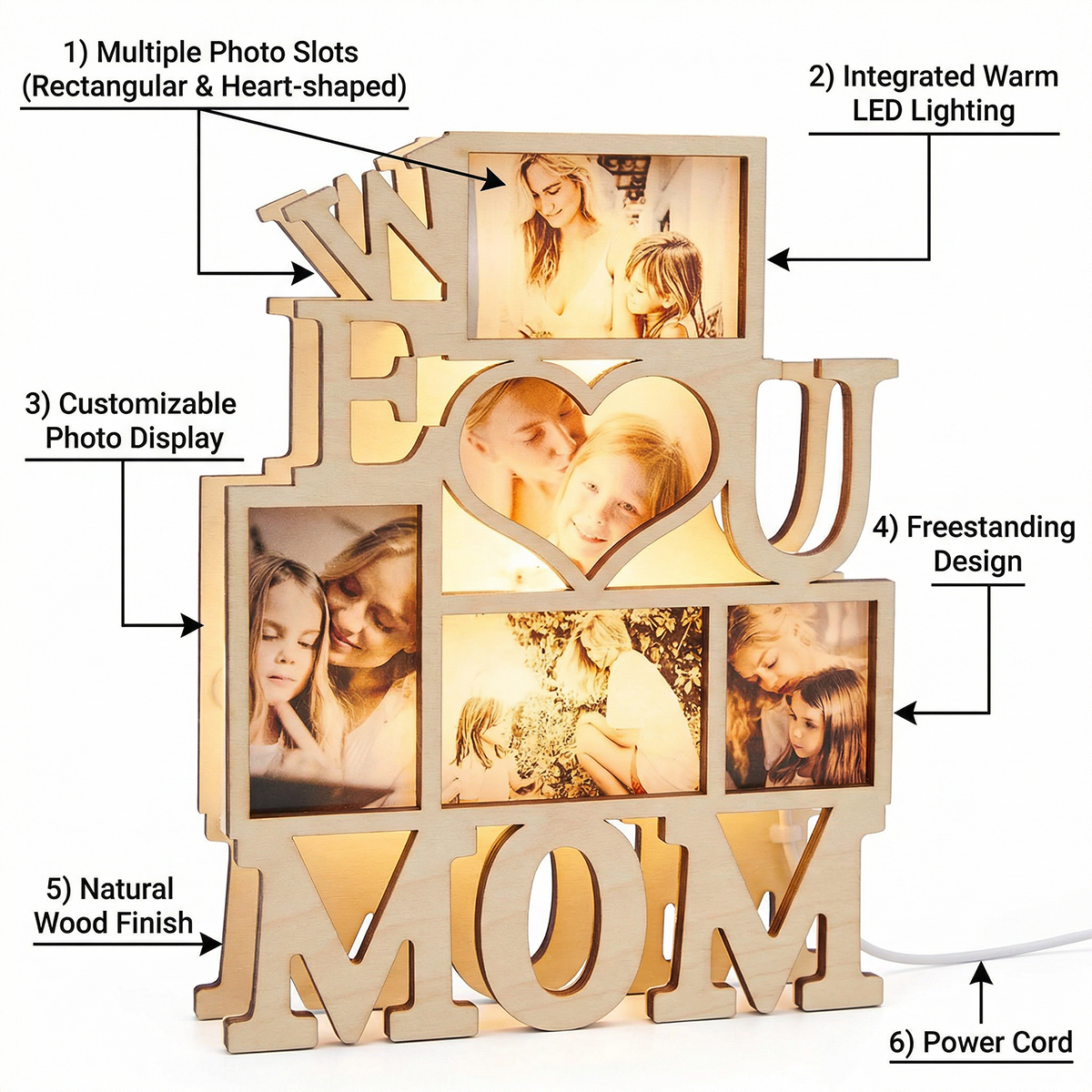 Custom Photo Night Light We Love You Creative Gifts for Mom