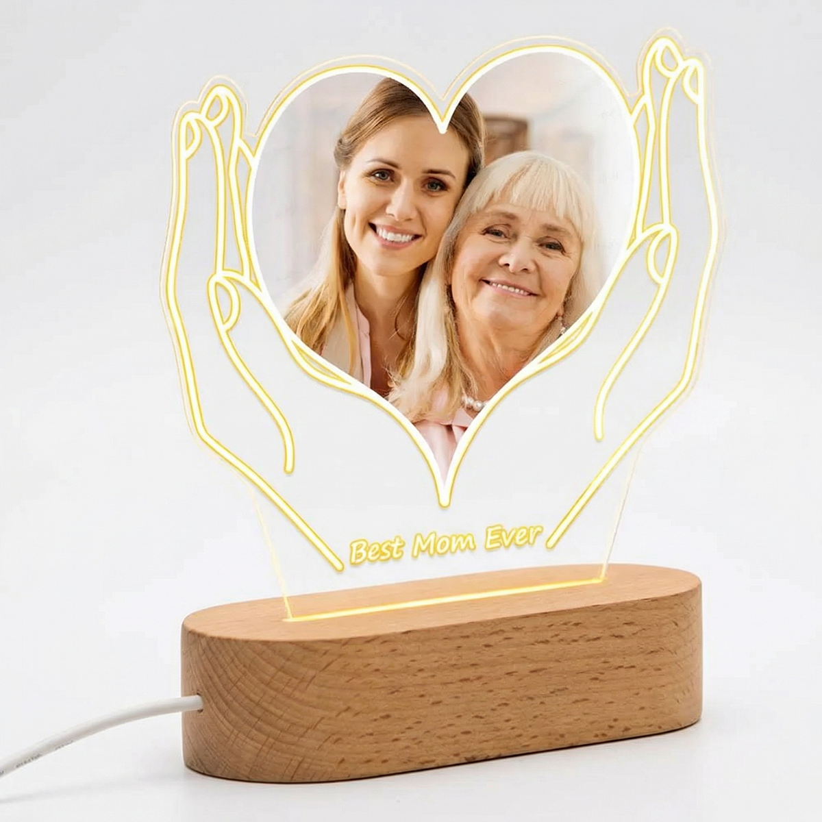 Custom Photo Light With Text Acrylic Night Light Mother's Day Gifts