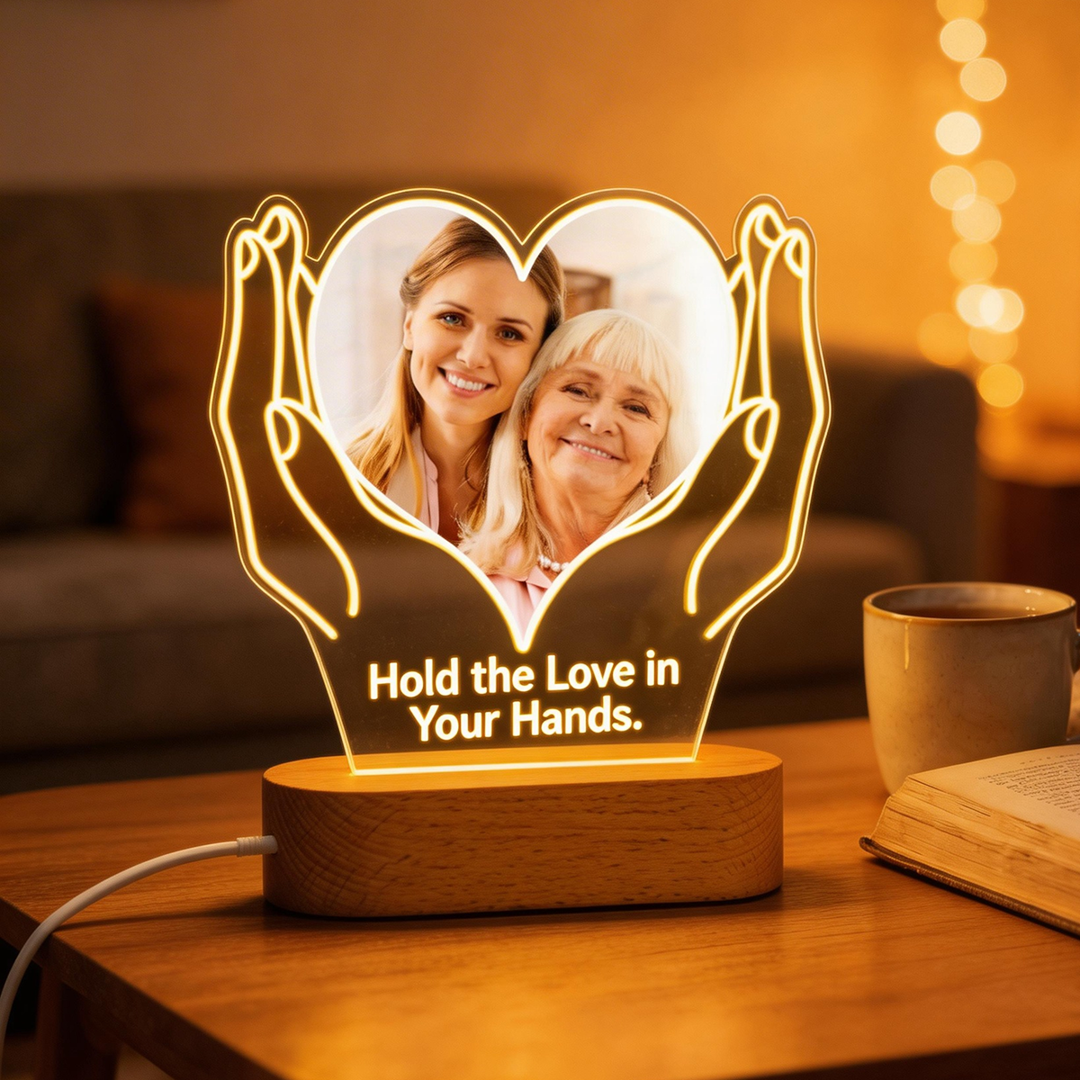 Custom Photo Light With Text Acrylic Night Light Mother's Day Gifts