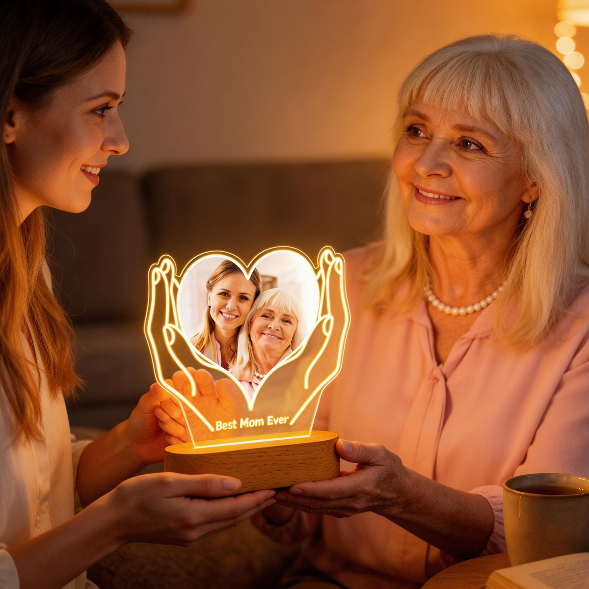 Custom Photo Light With Text Acrylic Night Light Mother's Day Gifts