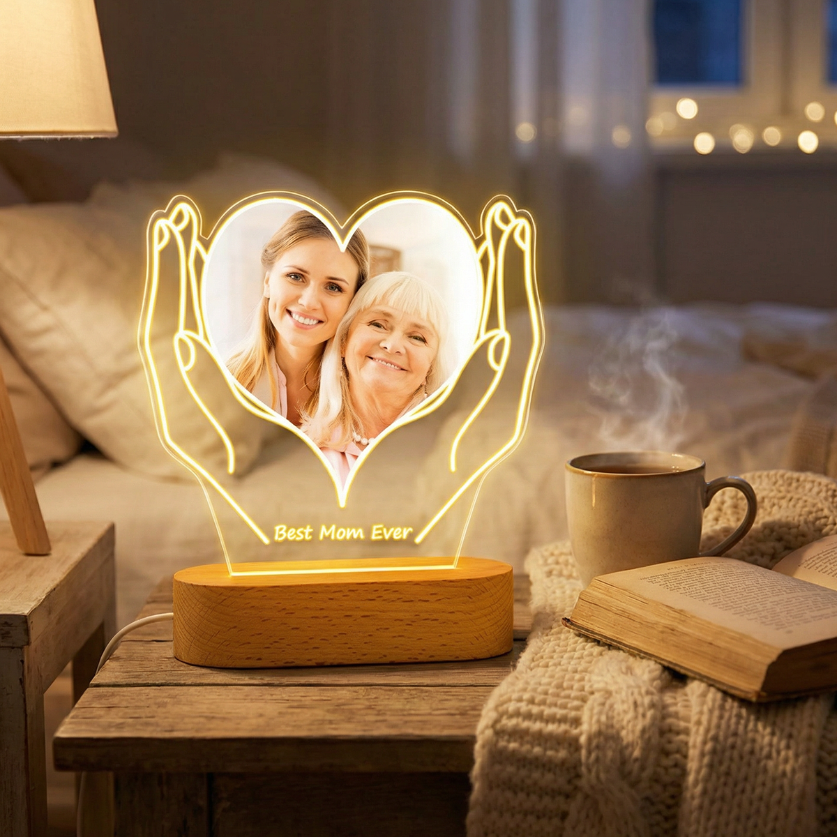 Custom Photo Light With Text Acrylic Night Light Mother's Day Gifts