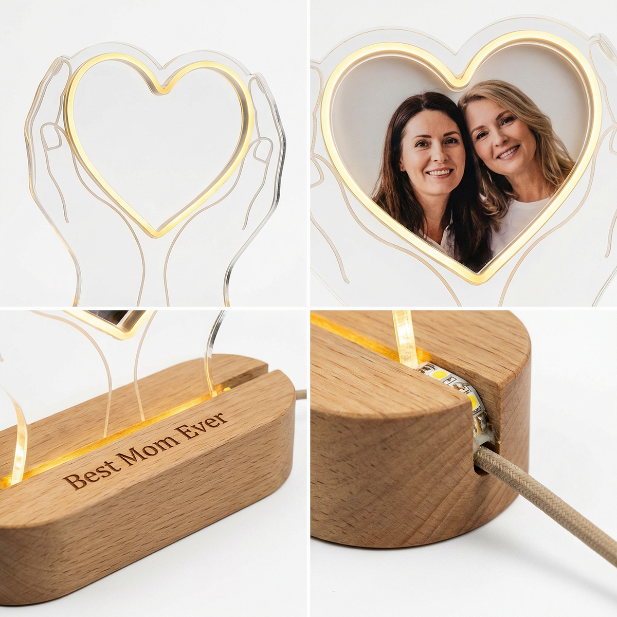 Custom Photo Light With Text Acrylic Night Light Mother's Day Gifts